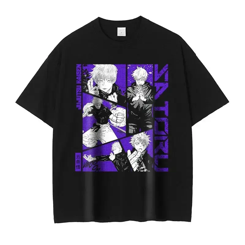 Men's T Shirts Anime J-Jujutsu K-Kaisen Vintage T-shirt Oversized Streetwear Choso, Gojo, Maki, Sukuna Short Sleeve Tops Tees (S, t1)