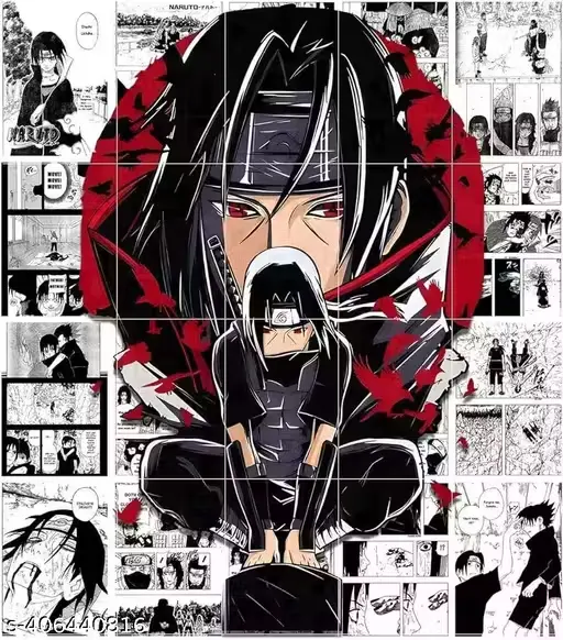 ThePosterMart Set of 12 Manga Style A4 Panels for Wall Art (21 x 29.7 cm, with HD Quality) - Illustration for Anime Fans - Multicolor (Itachi Manga Panel)