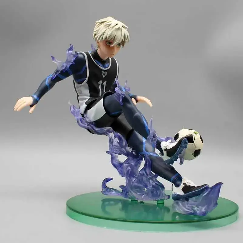 Blue Lock Seishiro Nagi Anime Figures Playing Football Action Doll Football Stunt Decoration Model