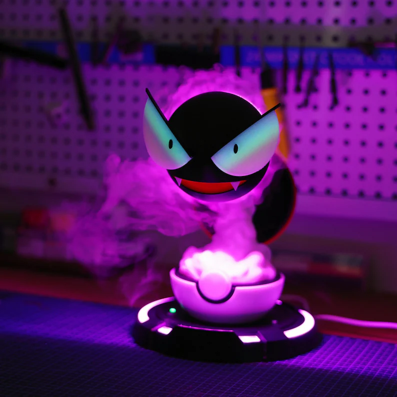 Gastly Luminous Humidifier, Personalized 3D Printed Cool Decor Desk Shelf Decoration, Pokemon Nostalgia, Christmas Gamer Birthday Holiday Gift
